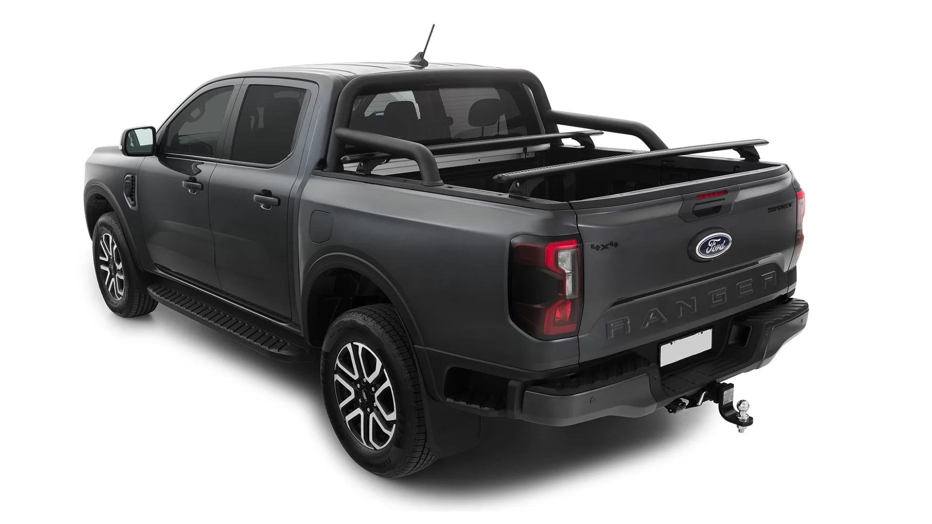 Rhino Rack JC-01571 Vortex RCH Black 2 Bar Roof Rack for Ford Ranger P703 4dr Ute with Bare Roof (2022 onwards) - Factory Point Mount