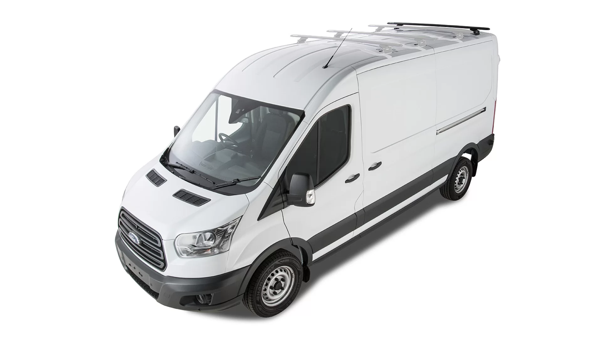 Rhino Rack JA6329 Vortex RLTP Black 1 Bar Roof Rack for Ford Transit L3H3 (V) 4dr LWB High Roof with Factory Mounting Point (2014 onwards) - Factory Point Mount