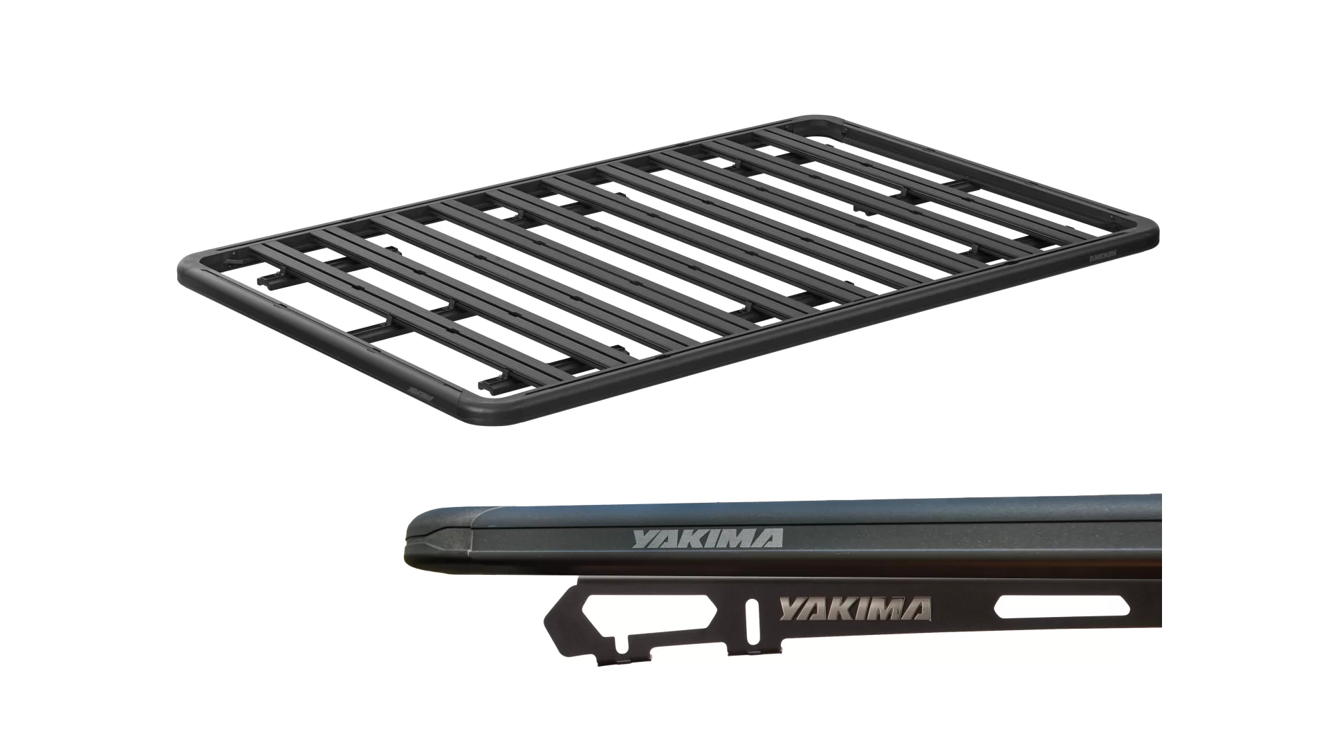 Yakima LockNLoad Platform E (1235 X 2130mm) with RuggedLine spine attachment for Isuzu MU-X LS-T 5dr SUV with Raised Roof Rail (2013 to 2021) - Factory Point Mount