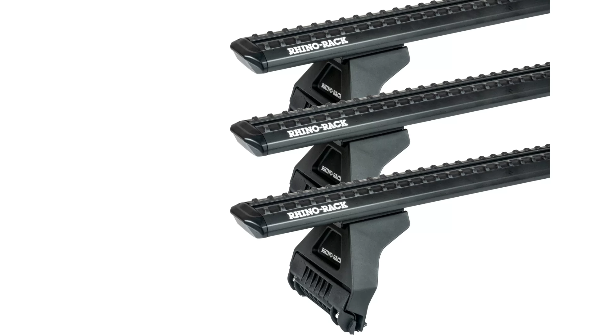 Rhino Rack JC-05187 Sportz RL110 Black 3 Bar Roof Rack for Jeep Wrangler JL 4dr SUV with Rain Gutter (2019 onwards) - Gutter Mount