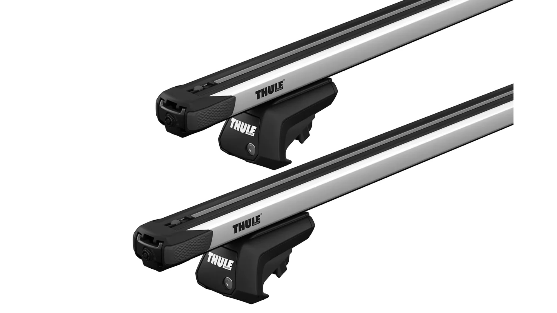 Thule 7104 SlideBar Evo Silver 2 Bar Roof Rack for Dacia Sandero Stepway III 5dr SUV with Raised Roof Rail (2021 onwards) - Raised Rail Mount