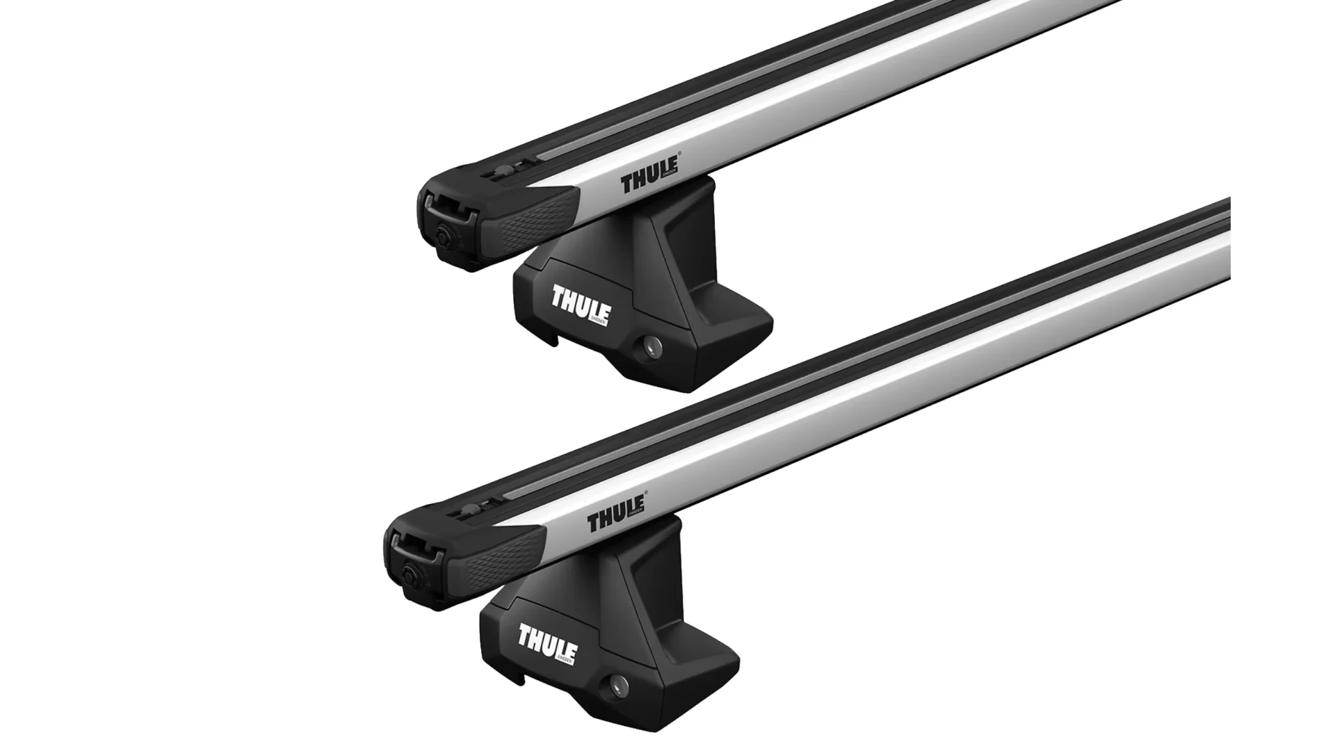 Thule 7105 SlideBar Evo Silver 2 Bar Roof Rack for GMC Sierra 1500 Crew Cab 4dr Ute with Bare Roof (2019 onwards) - Clamp Mount