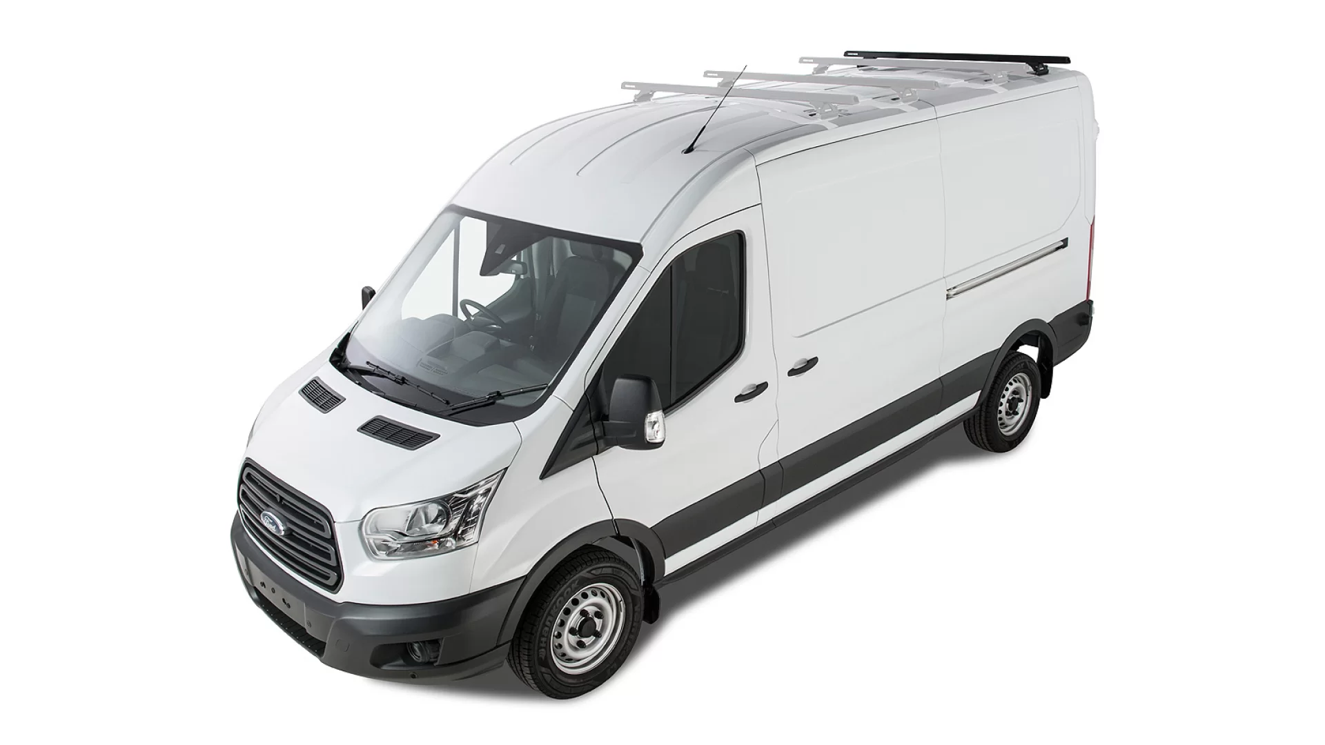 Rhino Rack JA6331 Heavy Duty RLTP Black 1 Bar Roof Rack for Ford Transit L3H3 (V) 4dr LWB High Roof with Factory Mounting Point (2014 onwards) - Factory Point Mount