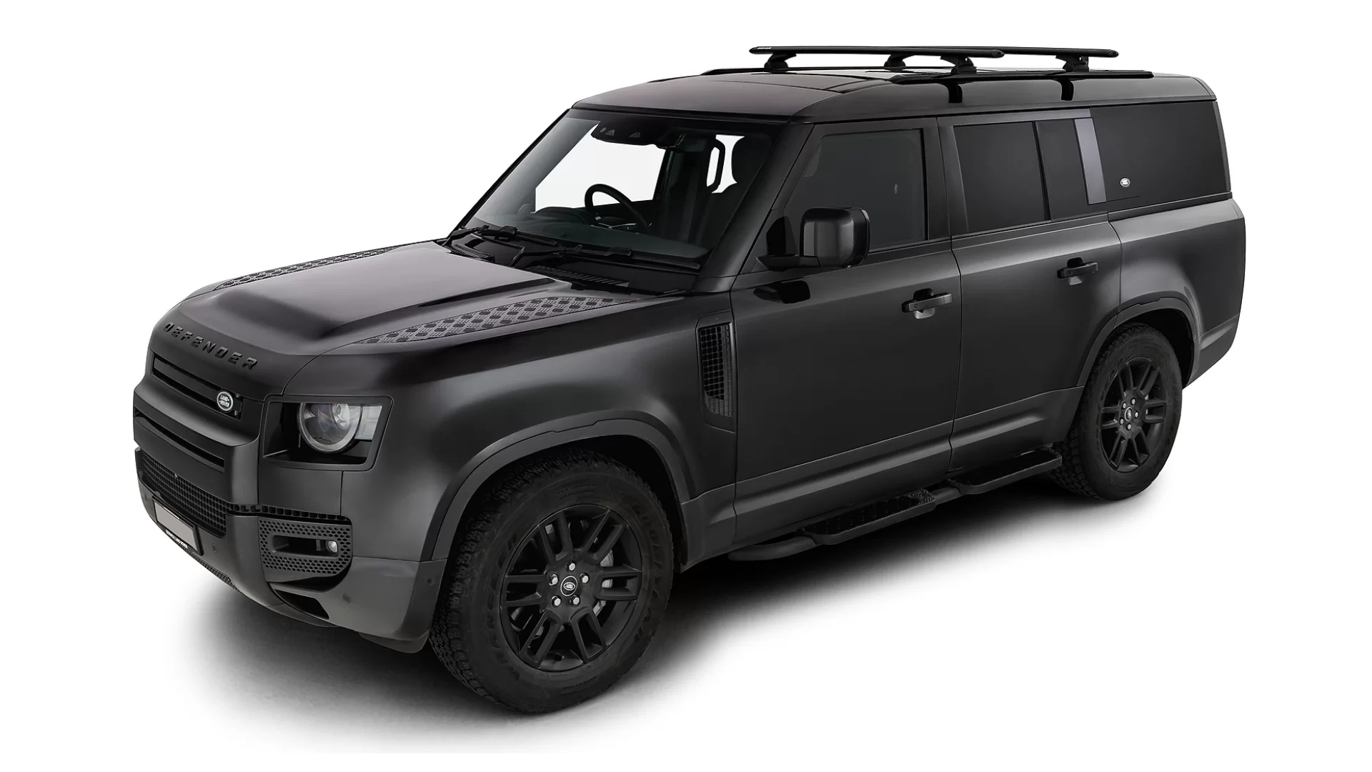 Rhino Rack JC-01933 Vortex RCL Black 2 Bar Roof Rack for Land Rover Defender 90 Gen2 3dr SUV with Factory Fitted Track (2020 onwards) - Factory Point Mount