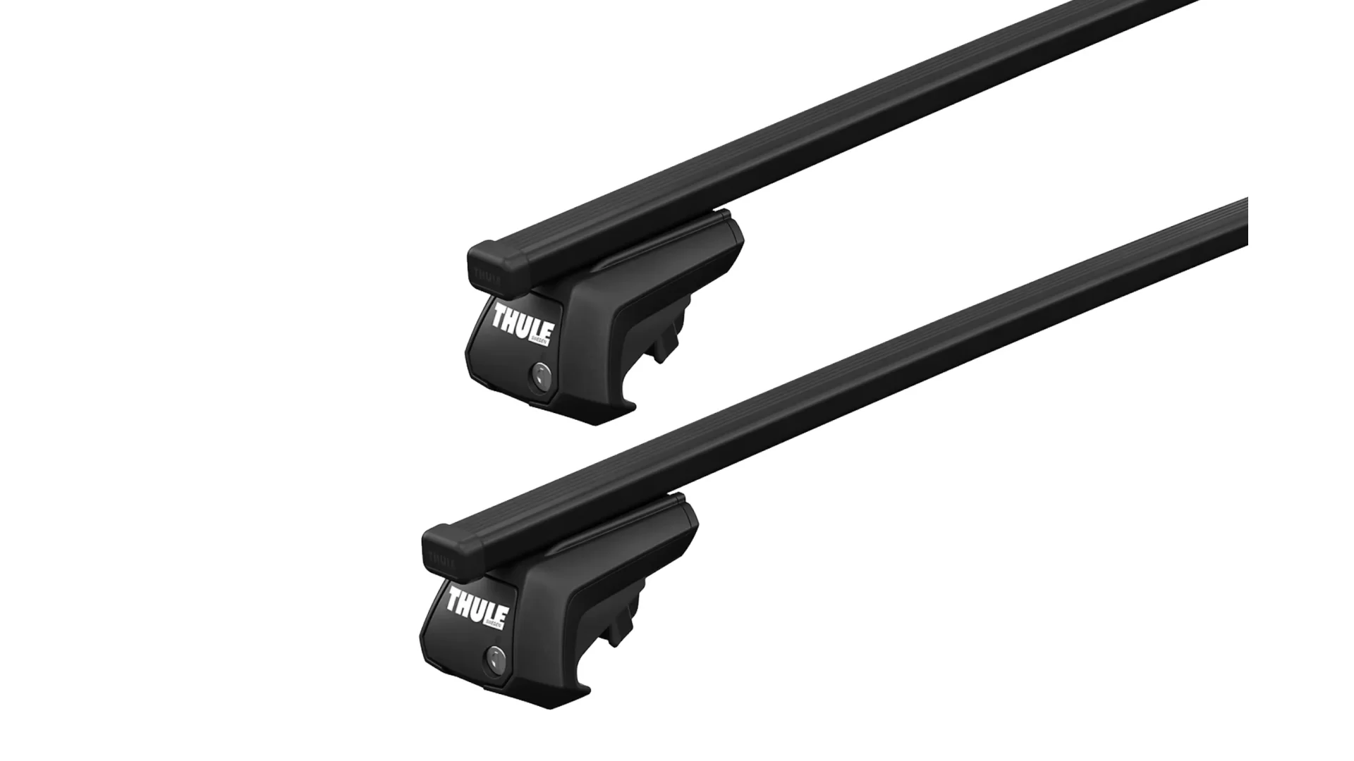 Thule SquareBar Evo Black 2 Bar Roof Rack for Audi A4 Allroad 5dr Wagon with Raised Roof Rail (2019 onwards) - Raised Rail Mount