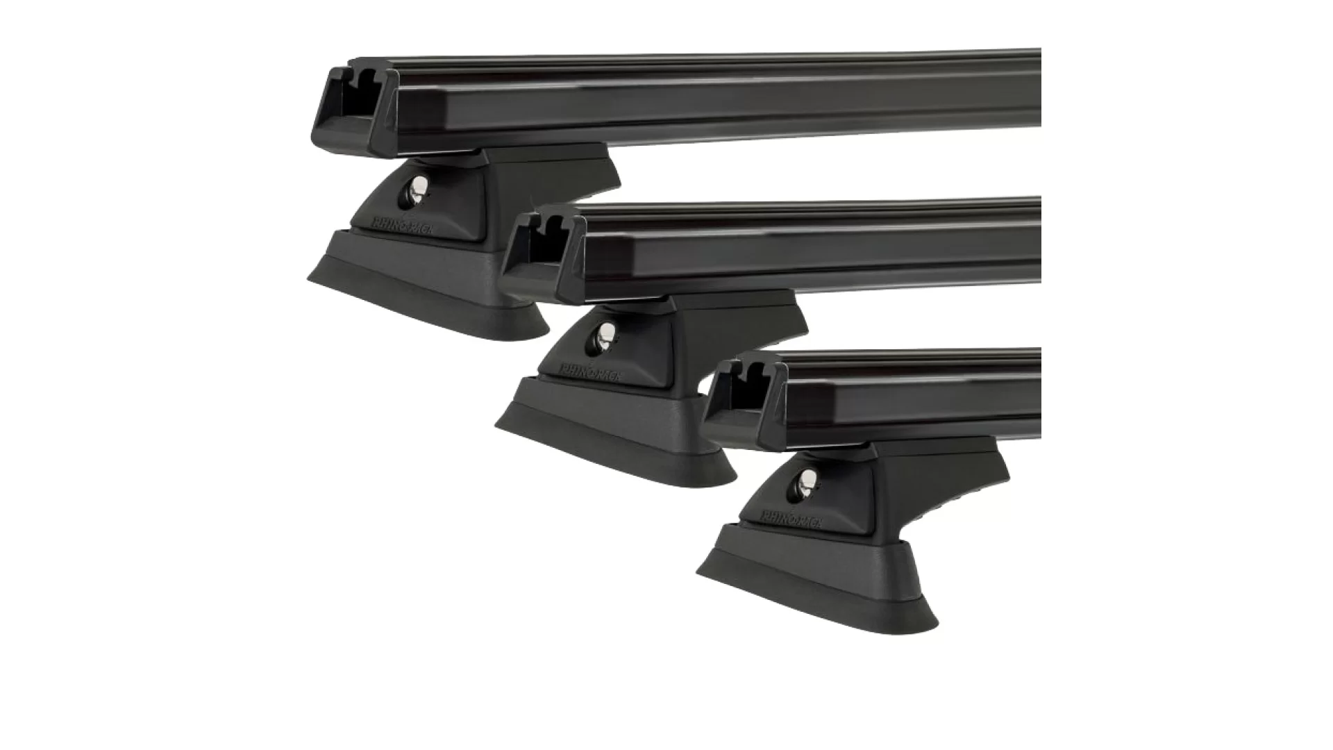 Rhino Rack JC-01316 Heavy Duty RCL Black 3 Bar Rhino-Rack Backbone Roof Rack for Jeep Wrangler JK Unlimited 4dr SUV with Rain Gutter (2007 to 2019) - Custom Point Mount