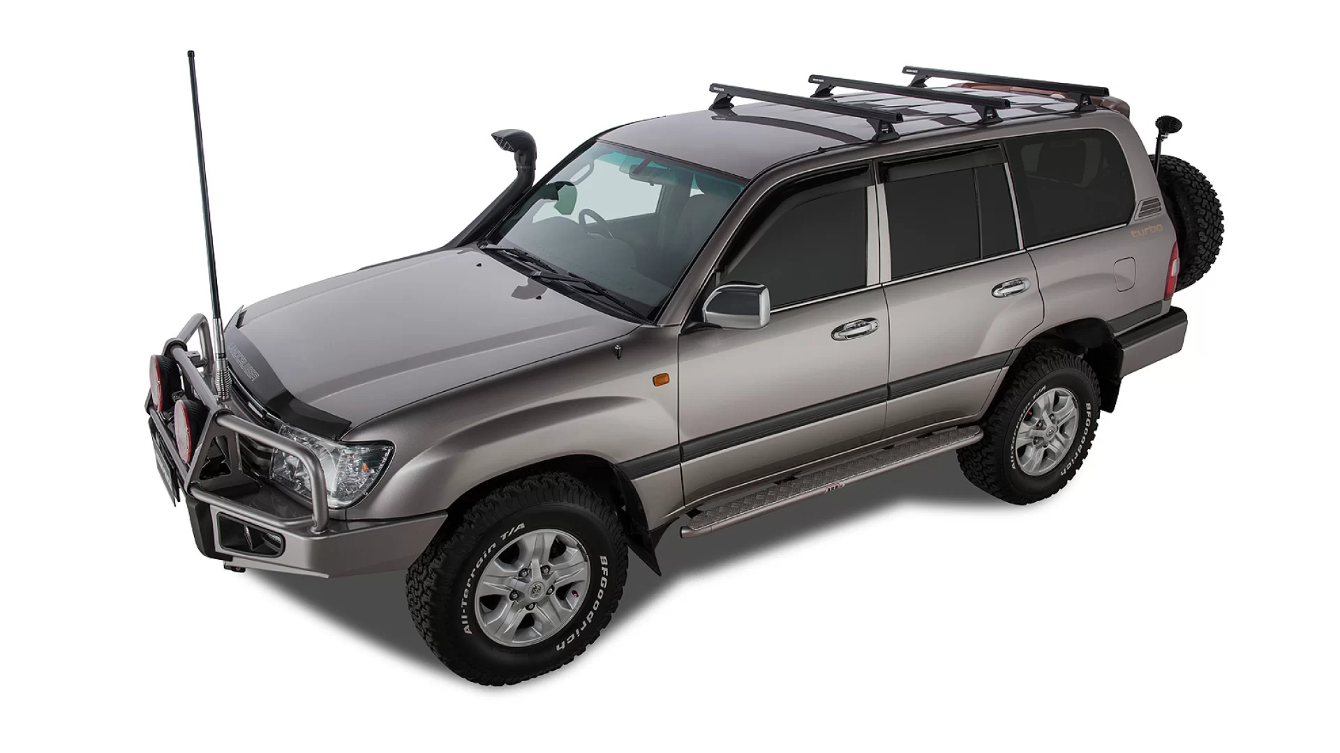Rhino Rack JA9480 Heavy Duty RCH Black 3 Bar Roof Rack suits Toyota Land Cruiser 5dr 100 Series with Bare Roof (1998 to 2007) - Factory Point Mount