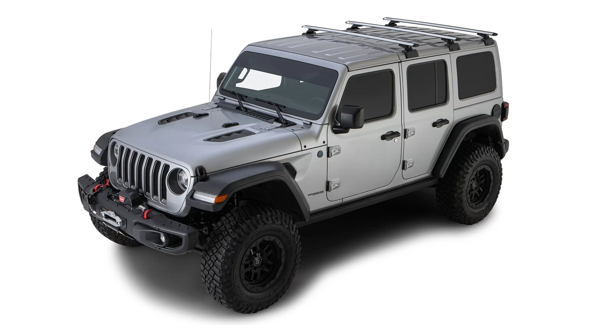 Rhino Rack JB0897 - Vortex RCL Silver 3 Bar Rhino-Rack Backbone Roof Rack for JEEP Wrangler 5dr SUV from 2019