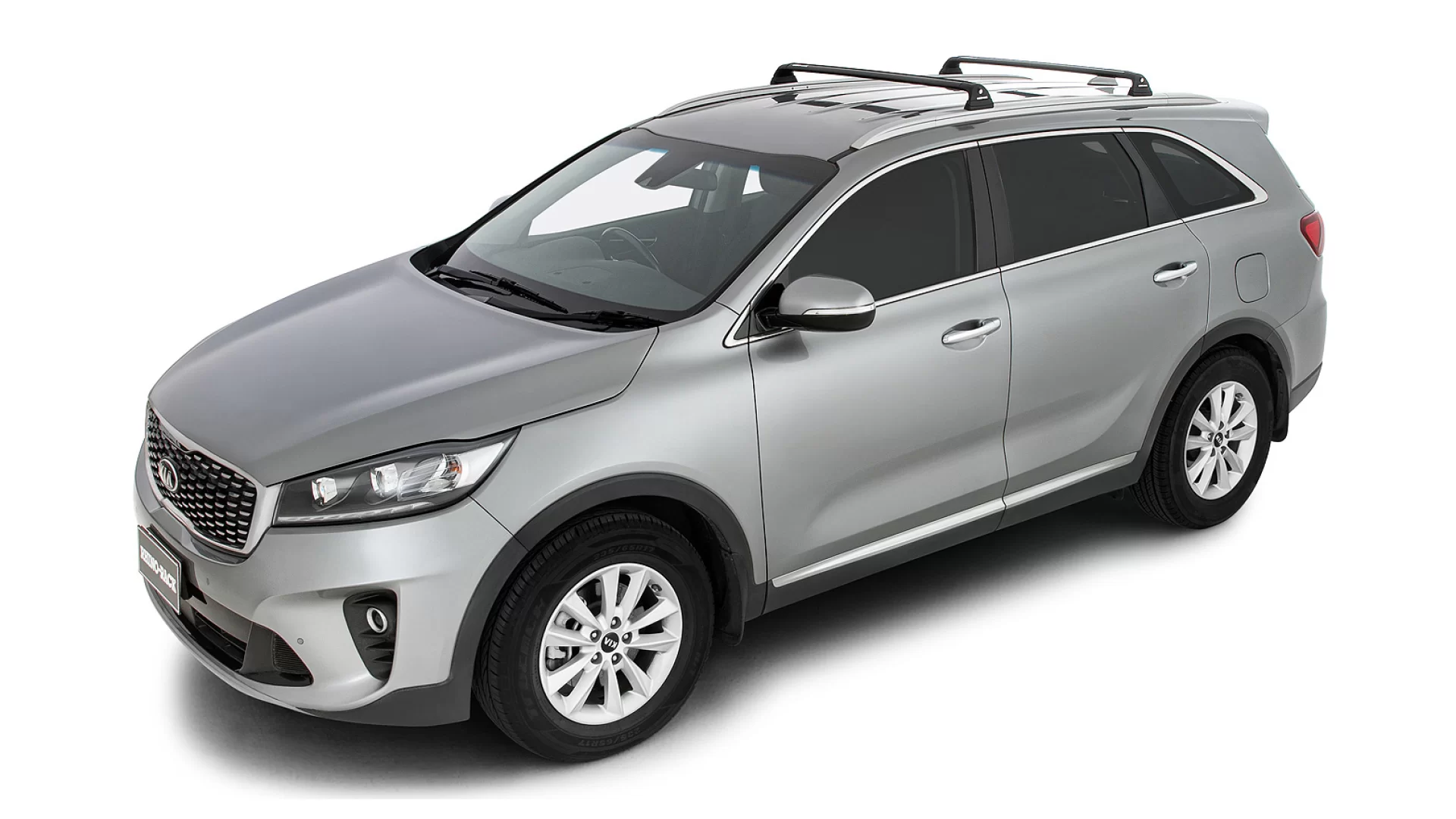 Rhino Rack RVP87 Vortex RVP Black 2 Bar Roof Rack for Kia Sorento UM 5dr SUV with Flush Roof Rail (2015 to 2020) - Factory Point Mount