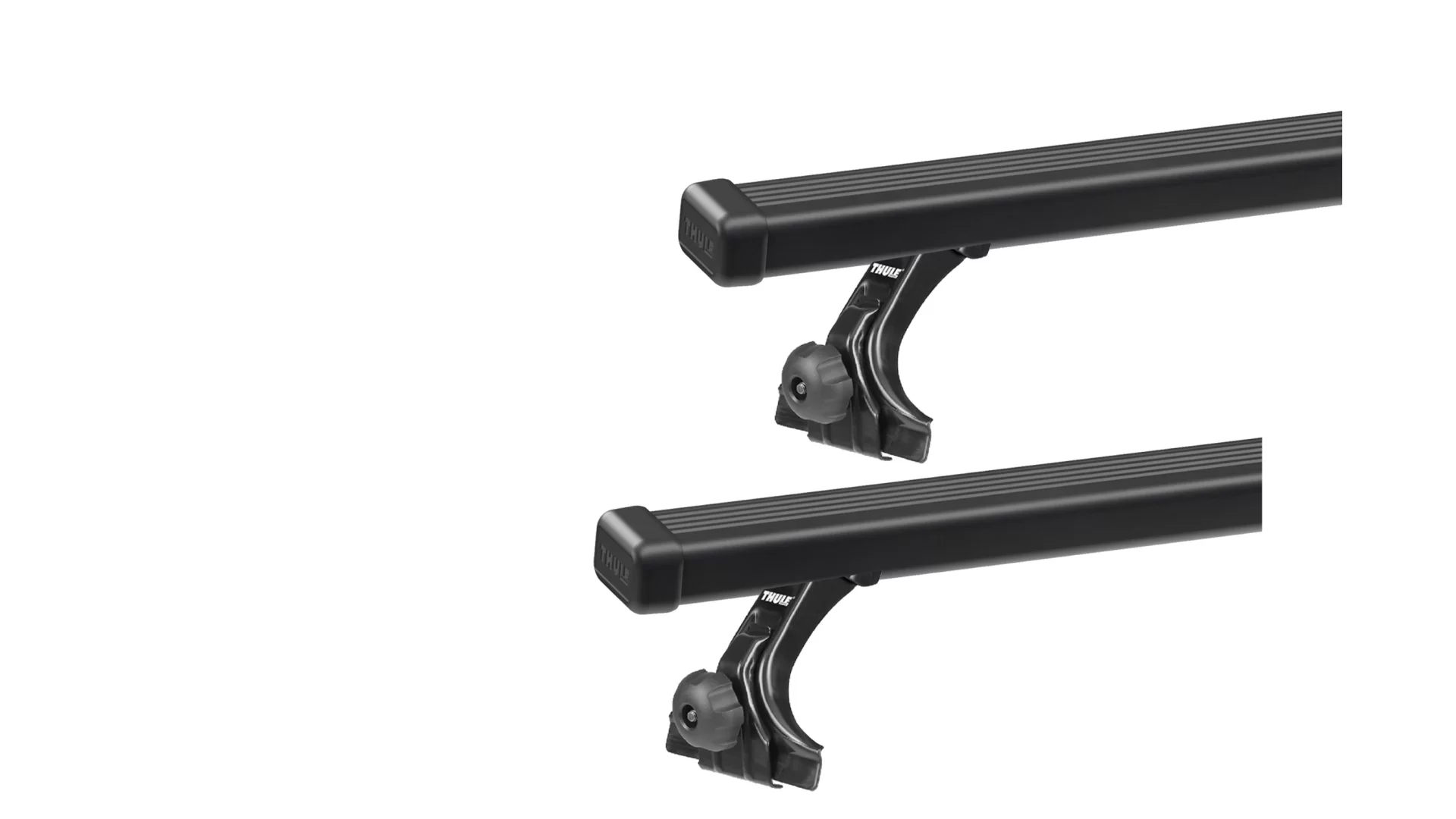 Thule 9510 SquareBar Evo Black 2 Bar Roof Rack for Daihatsu Feroza 2dr SUV with Rain Gutter (1988 to 2002) - Gutter Mount
