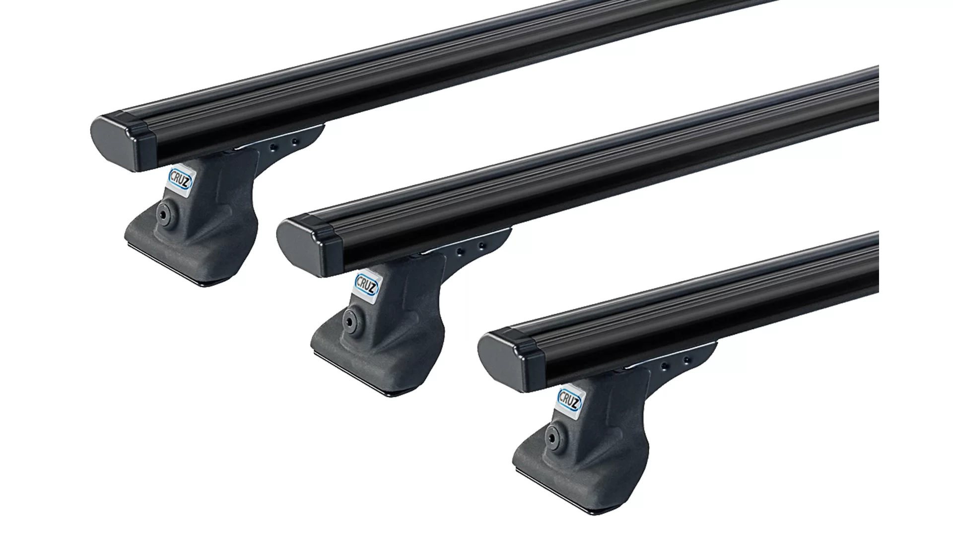 CRUZ Cargo Black 3 Bar Roof Rack for Volkswagen Multivan T4 4dr SWB Low Roof with Bare Roof (1991 to 2003) - Clamp Mount