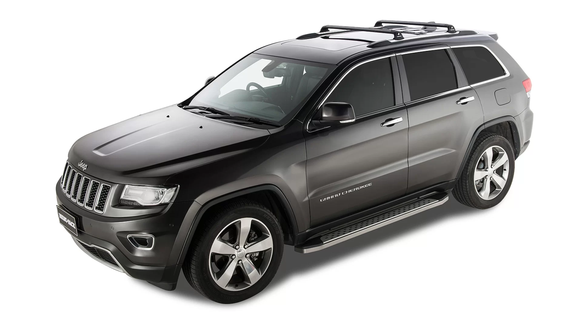 Rhino Rack RVP27 Vortex RVP Black 2 Bar Roof Rack for Jeep Grand Cherokee WK2 Steel Rails 5dr SUV with Flush Roof Rail (2011 to 2021) - Factory Point Mount