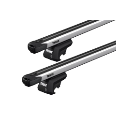 Thule 7104 SlideBar Evo Silver 2 Bar Roof Rack for Dacia Sandero Stepway III 5dr SUV with Raised Roof Rail (2021 onwards) - Raised Rail Mount