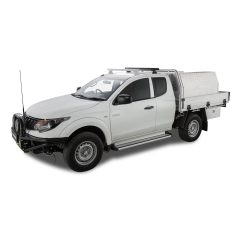 Rhino Rack JA8812 Heavy Duty RLT600 Ditch Mount Black 1 Bar Roof Rack (Rear) for Mitsubishi Triton MQ-MR Extra Cab Ute with Bare Roof (2015 onwards) - Factory Point Mount