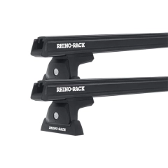 Rhino Rack JA8356 Heavy Duty RLT600 Trackmount Black 2 Bar Roof Rack for NISSAN Navara 4dr Ute with Bare Roof (2021 onwards)