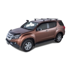 Rhino Rack JA8335 Vortex RLT600 Trackmount Black 3 Bar Roof Rack for Isuzu MU-X LS-T 5dr SUV with Raised Roof Rail (2013 to 2021) - Track Mount