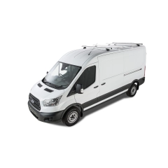 Rhino Rack JA6334 Heavy Duty RLTP Silver 2 Bar Roof Rack for Ford Transit L3H3 (V) 4dr LWB High Roof with Factory Mounting Point (2014 onwards) - Factory Point Mount