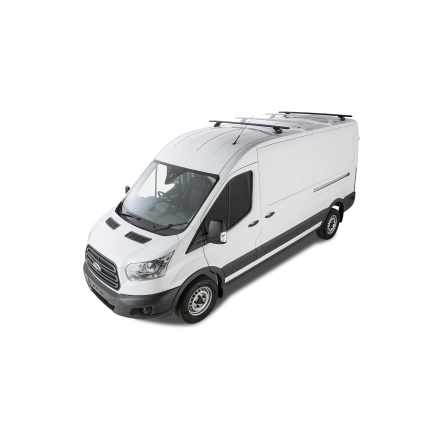 Rhino Rack JA6333 Vortex RLTP Black 2 Bar Roof Rack for Ford Transit L3H3 (V) 4dr LWB High Roof with Factory Mounting Point (2014 onwards) - Factory Point Mount