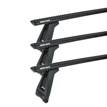 Rhino Rack JC-05065 Sportz RL210 Black 3 Bar Roof Rack for Land Rover Defender 90 3dr SUV with Rain Gutter (1990 to 2020) - Gutter Mount
