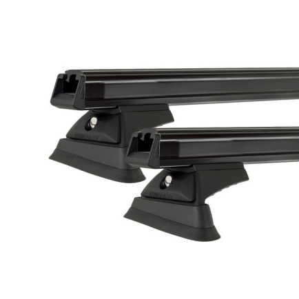 Rhino Rack JC-01317 Heavy Duty RCL Black 2 Bar Rhino-Rack Backbone Roof Rack for Jeep Wrangler JK Unlimited 4dr SUV with Rain Gutter (2007 to 2019) - Custom Point Mount