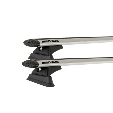 Rhino Rack JC-01933 Vortex RCL Silver 2 Bar Roof Rack for Land Rover Defender 90 Gen2 3dr SUV with Factory Fitted Track (2020 onwards) - Factory Point Mount