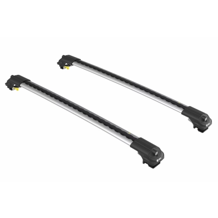 Turtle Air1 Silver 2 Bar for Jeep Cherokee KL 5dr SUV with Raised Roof Rail (2014 onwards)