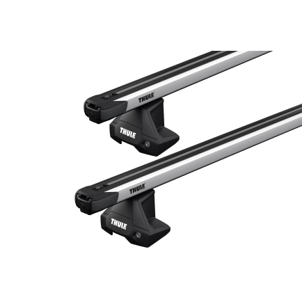 Thule 7105 SlideBar Evo Silver 2 Bar Roof Rack for GMC Sierra 1500 Crew Cab 4dr Ute with Bare Roof (2019 onwards) - Clamp Mount