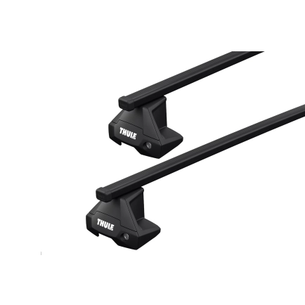 Thule 7105 SquareBar Evo Black 2 Bar Roof Rack for GMC Sierra 1500 Crew Cab 4dr Ute with Bare Roof (2019 onwards) - Clamp Mount