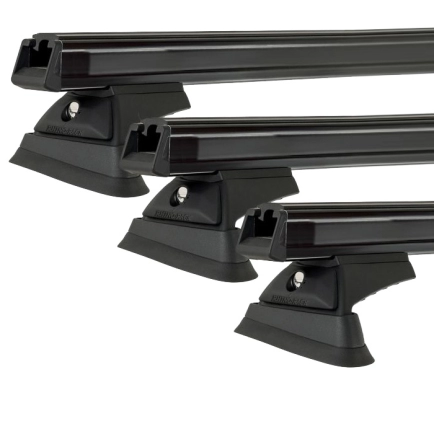 Rhino Rack JC-01316 Heavy Duty RCL Black 3 Bar Rhino-Rack Backbone Roof Rack for Jeep Wrangler JK Unlimited 4dr SUV with Rain Gutter (2007 to 2019) - Custom Point Mount