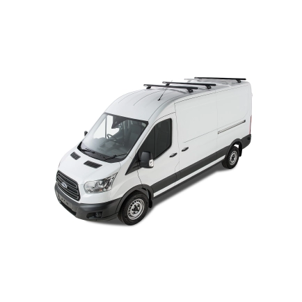 Rhino Rack JA6339 Heavy Duty RLTP Black 3 Bar Roof Rack for Ford Transit L3H3 (V) 4dr LWB High Roof with Factory Mounting Point (2014 onwards) - Factory Point Mount
