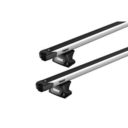 Thule SlideBar Evo Silver 2 Bar Roof Rack for Isuzu MU-X LS-T Gen2 5dr SUV with Flush Roof Rails (2021 onwards) - Flush Rail Mount