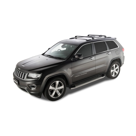 Rhino Rack RVP27 Vortex RVP Black 2 Bar Roof Rack for Jeep Grand Cherokee WK2 Steel Rails 5dr SUV with Flush Roof Rail (2011 to 2021) - Factory Point Mount